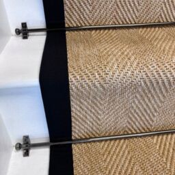 RainbowHome Herringbone New England Beige Stair Runner with Black Cotton Border - Size: 65 cm x 700 cm - thumbnail 2