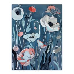 "Artery8 Elegant Spring Wildflowers Blue Pink Painting Wall Art Print - Size: W12"" x H16""" - thumbnail 1