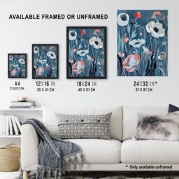"Artery8 Elegant Spring Wildflowers Blue Pink Painting Wall Art Print - Size: W12"" x H16""" - thumbnail 3