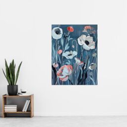 "Artery8 Elegant Spring Wildflowers Blue Pink Painting Wall Art Print - Size: W12"" x H16""" - thumbnail 4
