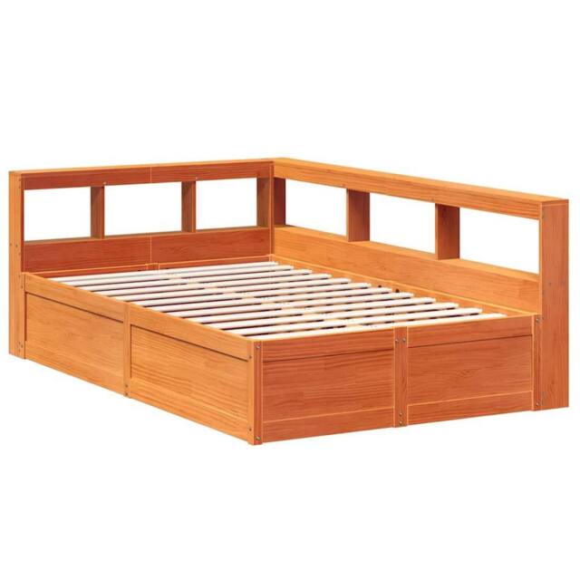 Berkfield Home Decorative Bookcase Bed without Mattress Wax Brown 140x190cm Soli - Size: 140x190 cm - image 1