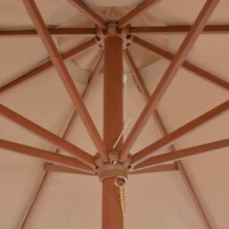 Berkfield Home Outdoor Parasol with Wooden Pole 300 cm Taupe in Beige - thumbnail 5