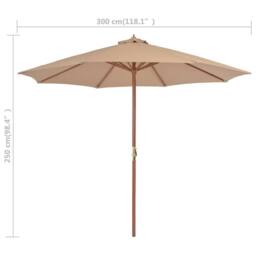 Berkfield Home Outdoor Parasol with Wooden Pole 300 cm Taupe in Beige - thumbnail 7