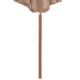 Berkfield Home Outdoor Parasol with Wooden Pole 300 cm Taupe in Beige - thumbnail 4