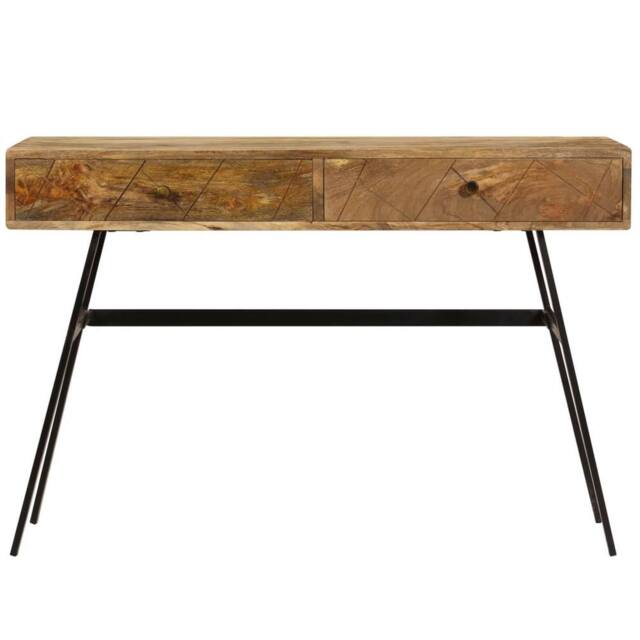 Berkfield Home Table Writing Desk with Drawers Solid Mango Wood 110x50x76 cm in Brown - Size: 110 x 50 x 76 cm - image 1