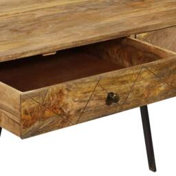Berkfield Home Table Writing Desk with Drawers Solid Mango Wood 110x50x76 cm in Brown - Size: 110 x 50 x 76 cm - thumbnail 8
