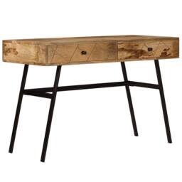 Berkfield Home Table Writing Desk with Drawers Solid Mango Wood 110x50x76 cm in Brown - Size: 110 x 50 x 76 cm - thumbnail 3