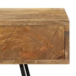 Berkfield Home Table Writing Desk with Drawers Solid Mango Wood 110x50x76 cm in Brown - Size: 110 x 50 x 76 cm - thumbnail 9
