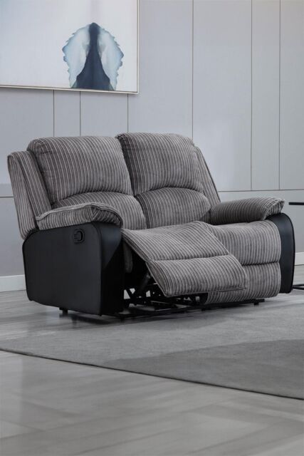 More4Homes Postana 2 Seater Manual High Back Jumbo Cord Fabric Recliner Sofa in Grey - image 1
