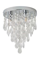 ValueLights Lara Chrome Flush Chandelier Style Acrylic Droplet Ceiling Light with LED Bulb in Silver - thumbnail 6