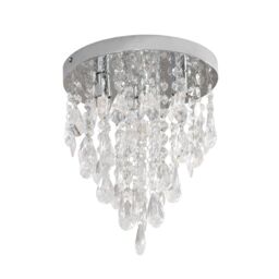 ValueLights Lara Chrome Flush Chandelier Style Acrylic Droplet Ceiling Light with LED Bulb in Silver - thumbnail 2