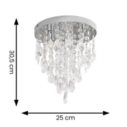 ValueLights Lara Chrome Flush Chandelier Style Acrylic Droplet Ceiling Light with LED Bulb in Silver - thumbnail 7