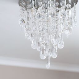 ValueLights Lara Chrome Flush Chandelier Style Acrylic Droplet Ceiling Light with LED Bulb in Silver - thumbnail 3
