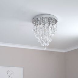 ValueLights Lara Chrome Flush Chandelier Style Acrylic Droplet Ceiling Light with LED Bulb in Silver - thumbnail 4