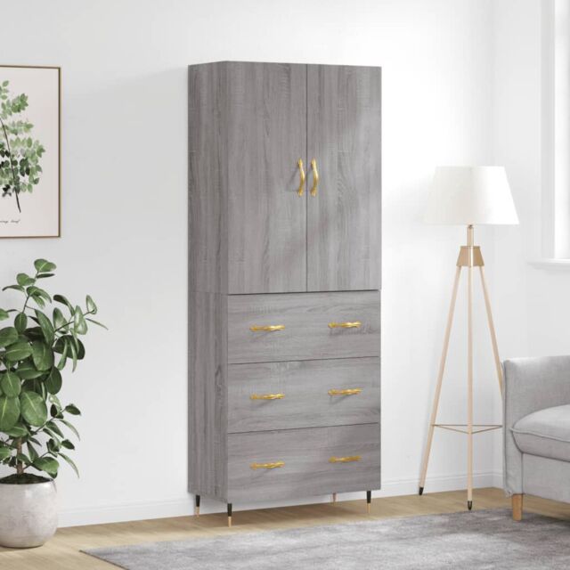 Berkfield Home Highboard Grey Sonoma 69.5x34x180 cm Engineered Wood - image 1
