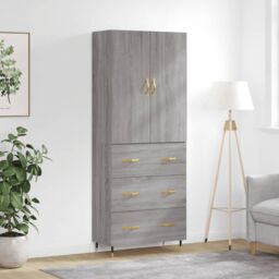 Berkfield Home Highboard Grey Sonoma 69.5x34x180 cm Engineered Wood - thumbnail 1