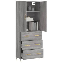 Berkfield Home Highboard Grey Sonoma 69.5x34x180 cm Engineered Wood - thumbnail 3