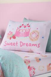 Catherine Lansfield 'Sweet Treats' Reversible Duvet Cover Set in Pink - Size: Double - thumbnail 3