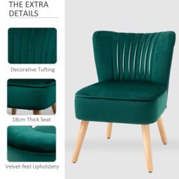 HOMCOM Fabric Accent Chair Modern Leisure Chair with Wood Legs & Armless Design in Green - thumbnail 6