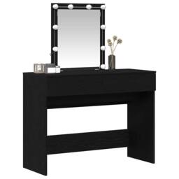 Berkfield Home Modern Dressing Table with Mirror&LED Lights Black Oak Engineered Wood - thumbnail 1