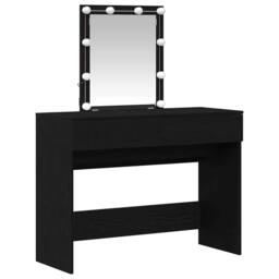 Berkfield Home Modern Dressing Table with Mirror&LED Lights Black Oak Engineered Wood - thumbnail 4