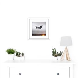 Artery8 Military USA Marine Corps CH-46 Sea Knight Helicopter Photo 8X8 Inch Square Wooden Framed Wall Art Print Picture with Mount in White - thumbnail 2