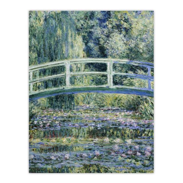 "Artery8 Water Lilies & Japanese Bridge Monet Vintage Wall Art Print Poster in Green - Size: W12"" x H16""" - image 1