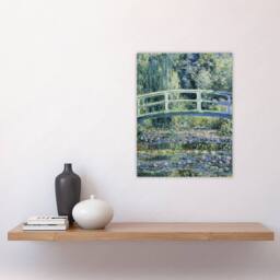 "Artery8 Water Lilies & Japanese Bridge Monet Vintage Wall Art Print Poster in Green - Size: W12"" x H16""" - thumbnail 4