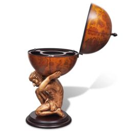 Berkfield Home Globe Bar Wine Stand Atlas Design 42x42x85 cm in Brown - Size: 42 x 42 x 85 cm - thumbnail 6