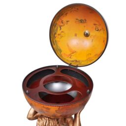 Berkfield Home Globe Bar Wine Stand Atlas Design 42x42x85 cm in Brown - Size: 42 x 42 x 85 cm - thumbnail 5
