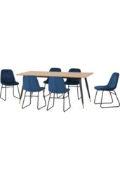 Seconique Hamilton Large Dining Set with Lukas Chairs in Blue - thumbnail 3