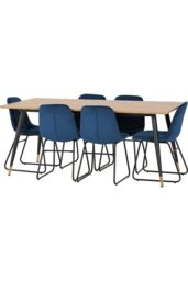 Seconique Hamilton Large Dining Set with Lukas Chairs in Blue - thumbnail 2