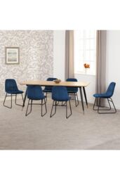 Seconique Hamilton Large Dining Set with Lukas Chairs in Blue