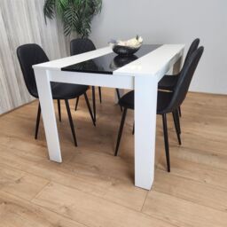 KOSY KOALA Dining Table & 4 Chairs Set White Black Table With 4 Black Chairs Dining Room Furniture - thumbnail 6