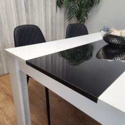 KOSY KOALA Dining Table & 4 Chairs Set White Black Table With 4 Black Chairs Dining Room Furniture - thumbnail 7