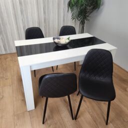 KOSY KOALA Dining Table & 4 Chairs Set White Black Table With 4 Black Chairs Dining Room Furniture - thumbnail 4