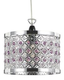 Happy Homewares Modern Sparkly Ceiling Pendant Light Shade with Beads in Purple - thumbnail 1