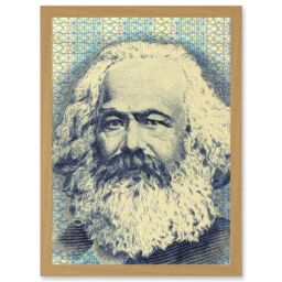 Artery8 Painting Political Karl Marx Banknote Design Communism Artwork Framed Wall Art Print A4 in Light Oak - thumbnail 1