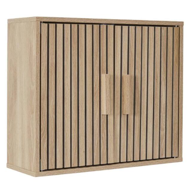 CALICOSY KLAUS 2-Door Wall Cabinet With Grooved Fronts, 60 Cm Wide in Light Brown - image 1