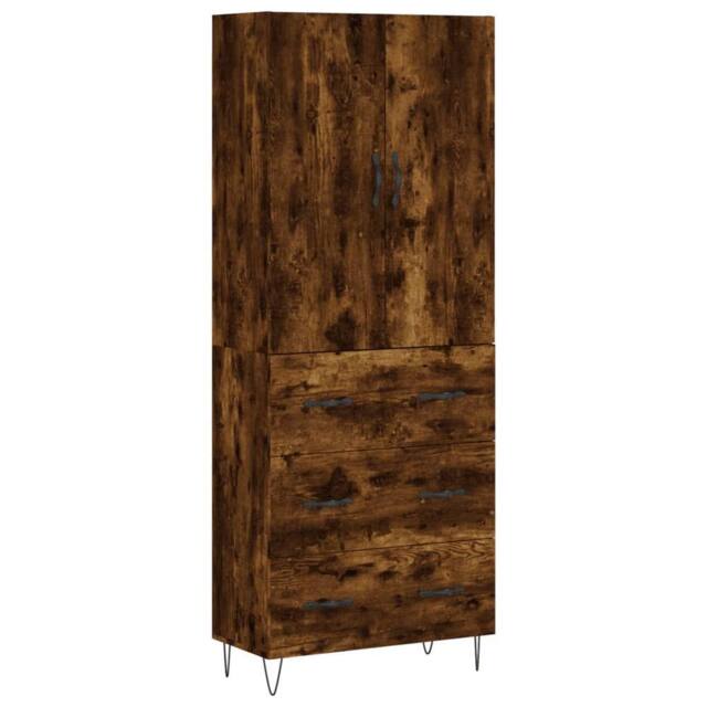Berkfield Home Highboard Smoked Oak 69.5x34x180 cm Engineered Wood in Brown - image 1