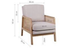 Birlea Rattan Arm Chair Accent White Fabric Ivy Easy Chair - thumbnail 6