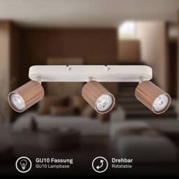 BRILONER 3 Way Ceiling Light Spotlight GU10 Flush Adjustable Metal Coffee in Brown - thumbnail 3