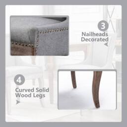 HomeTouch Set of 6 Bewley Plush Linen Upholstered Dining Chairs in Grey - Size: 6 Pack - thumbnail 8