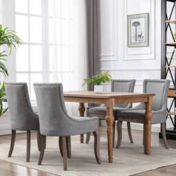 HomeTouch Set of 6 Bewley Plush Linen Upholstered Dining Chairs in Grey - Size: 6 Pack - thumbnail 2