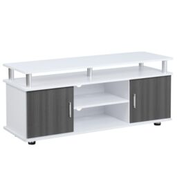 HOMCOM TV Cabinet Stand Entertainment Center Media Console Storage in White - thumbnail 2