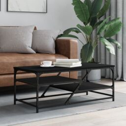 Berkfield Home Coffee Table Black 100x49x40 cm Engineered Wood - Size: 100 x 49 x 40 cm - thumbnail 1
