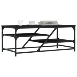 Berkfield Home Coffee Table Black 100x49x40 cm Engineered Wood - Size: 100 x 49 x 40 cm - thumbnail 3