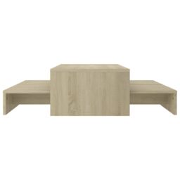 Berkfield Home Nesting Coffee Table Set Sonoma Oak 100x100x26.5 cm Engineered Wood in Brown - thumbnail 4