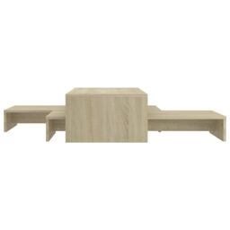 Berkfield Home Nesting Coffee Table Set Sonoma Oak 100x100x26.5 cm Engineered Wood in Brown - thumbnail 3