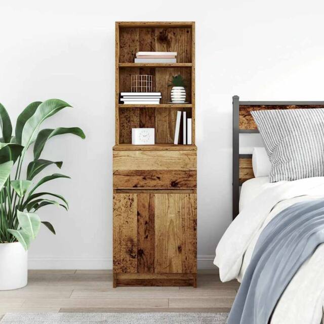 Berkfield Home Durable Bedside Cabinet Old Wood 39x35x125 cm Engineered Wood - Size: 39 x 35 x 125 cm